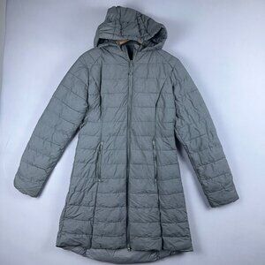 MONDETTA Mid Length Down Puffer Jacket Womens Size Medium Full Zip Up Gray